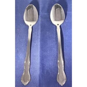 Vintage 18/0 Stainless Steel Iced Teaspoons 7 1/2 Inches Estate Pair China
